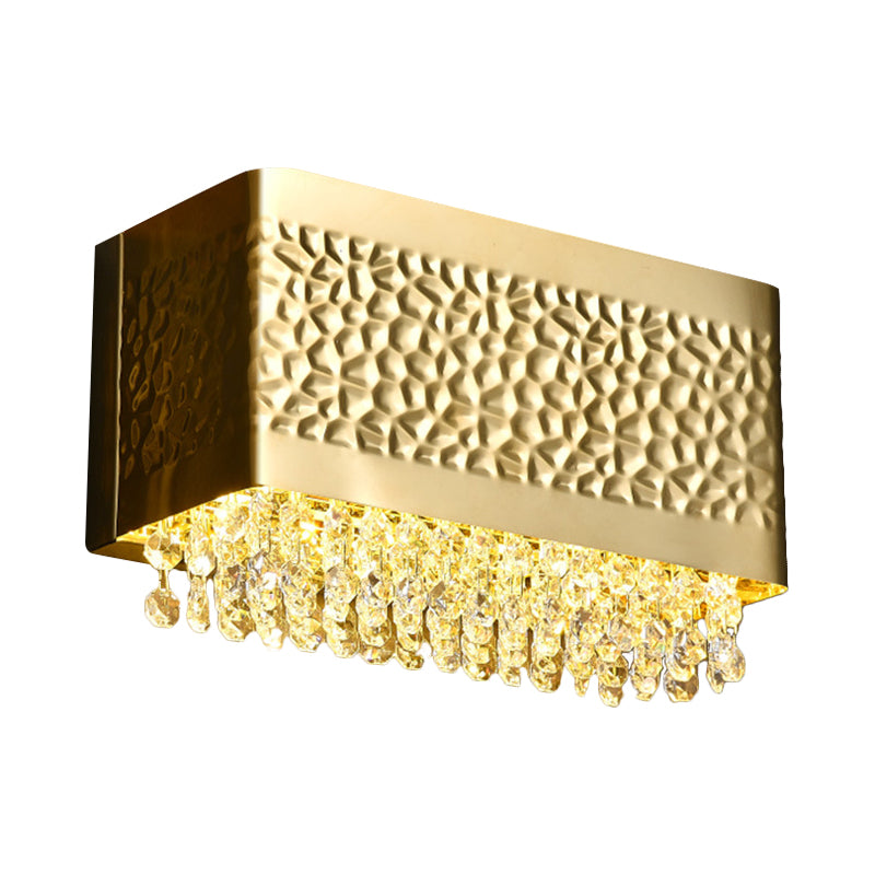 Rectangle Sconce Light Contemporary Octagon Crystal 2-Bulb Wall Mounted Lighting in Gold