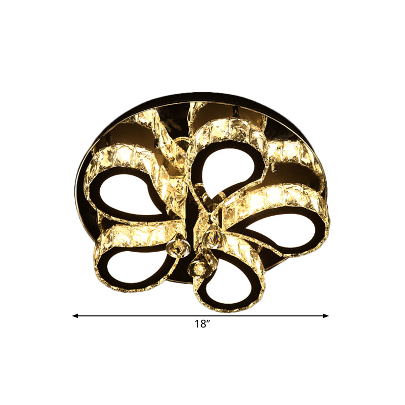 Chrome Teardrop Ceiling Flush Contemporary Clear Crystal 5/7 Bulbs Flush Mount Lighting with Droplets