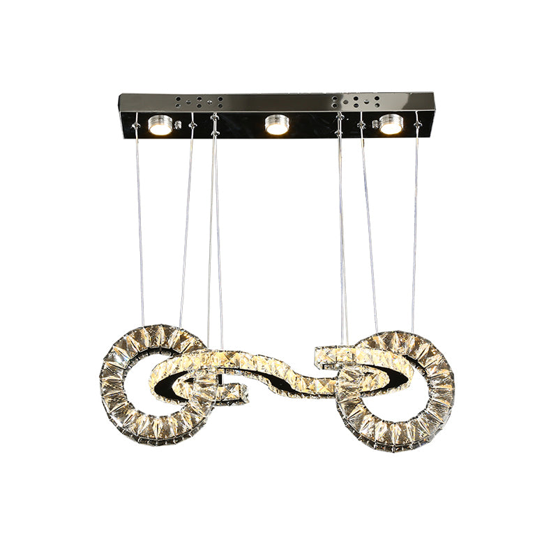 LED a LED a LED a cristallo smussati multiplo contemporanea lampada sospensione del soffitto in cromo Chrome