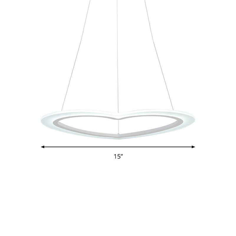 Heart-Shaped Chandelier Light Simple Acrylic LED 1/2/3-Head Living Room Ceiling Drop Pendant in Warm/White Light