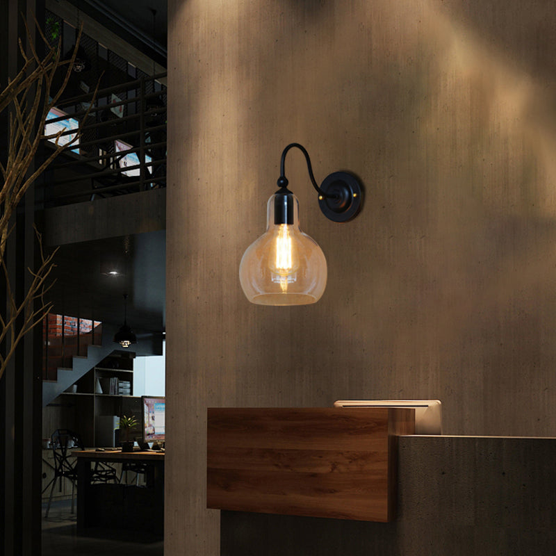 Ein Glühmandlicht mit Kürbisschatten klares Glas Industrialkorridor Leuchten in Schwarz