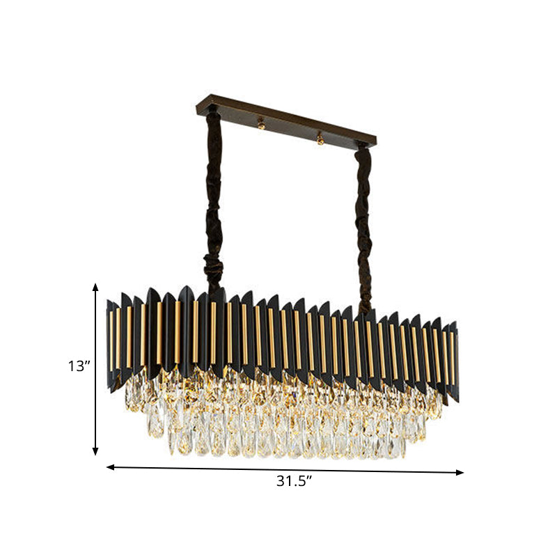 Kristal staaf black-gold hangende lamp gelaagde elliptische 8 lichten moderne eilandverlichtingsideeën