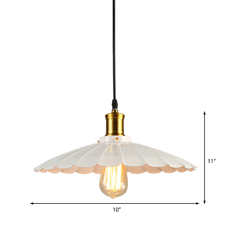 14 "/16" Dia Industrial smerlata a sospensione Light 1 a soffitto metallico lampada a sospensione in nero/bianco