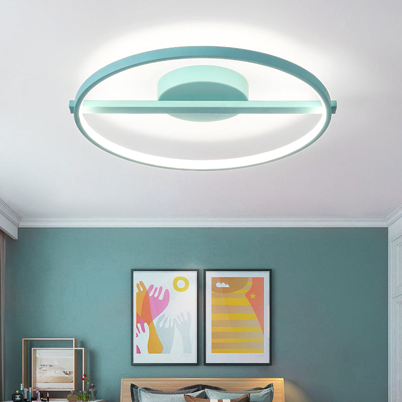 Acryl Ring Inbouw Modernisme Zwart/Wit/Blauw Plafondgemonteerd Licht voor Woonkamer in Warm/Wit, 12,5"/16,5"/20,5" Dia