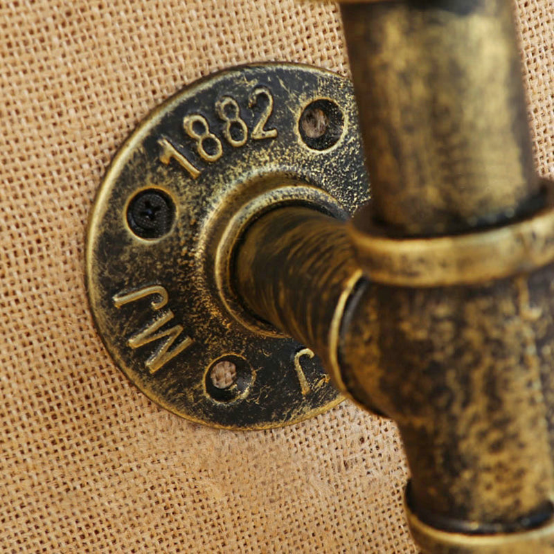 Wrought Iron Bottle Wall Light Antique 3 Lights Living Room Blue/Clear Wall Mounted Lamp with Aged Brass Pipe