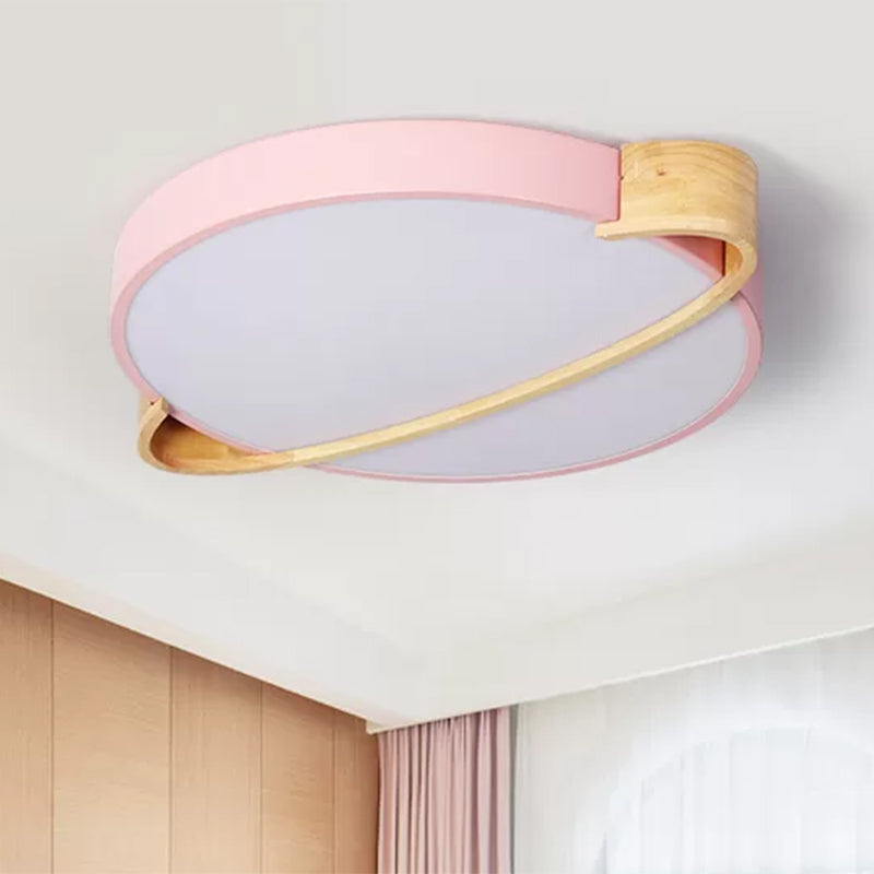 12 "/16" /19.5 " Dia Nordic Round Massimale Lampada Metallo Rosa / Giallo / Verde LED Flush Mount Light per Bedroom in Warm / White