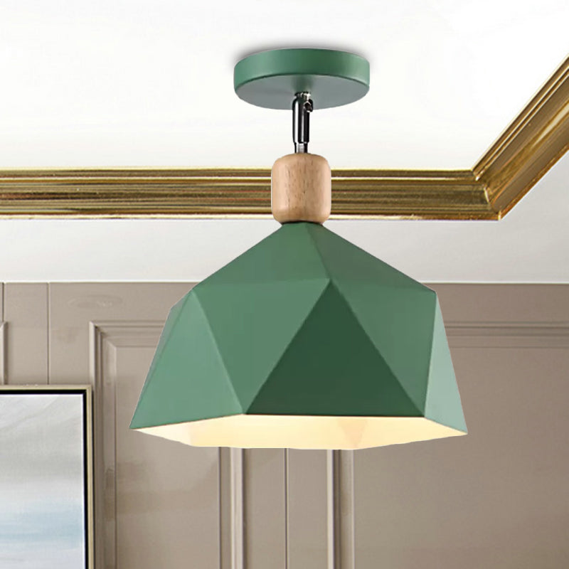 Luz de montaje en techo hexagonal de Metal, Macaron ajustable, 1 cabezal, luz de techo de montaje semiempotrado gris/blanco/verde para pasillo