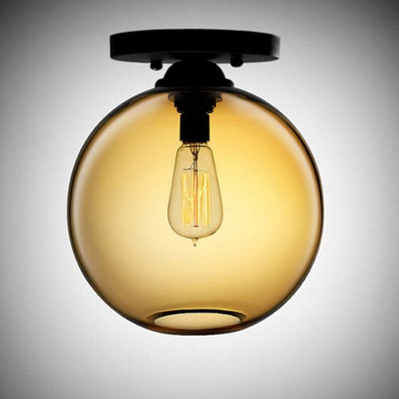 Red/Sky Blue/Amber/Dark Smoke/Coffee Orbit Ceiling Light Fixture Contemporary Glass 1 Head Indoor Ceiling Flush Mount