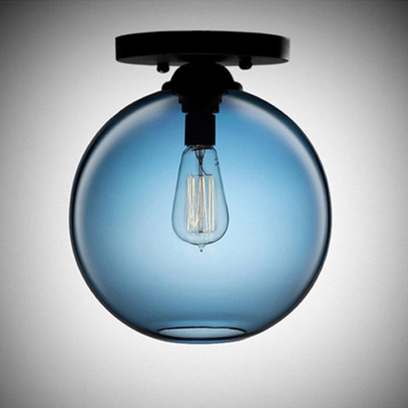 Rouge/bleu ciel/ambre/fumée foncée/café Orbit plafonnier contemporain en verre 1 tête plafonnier intérieur encastré