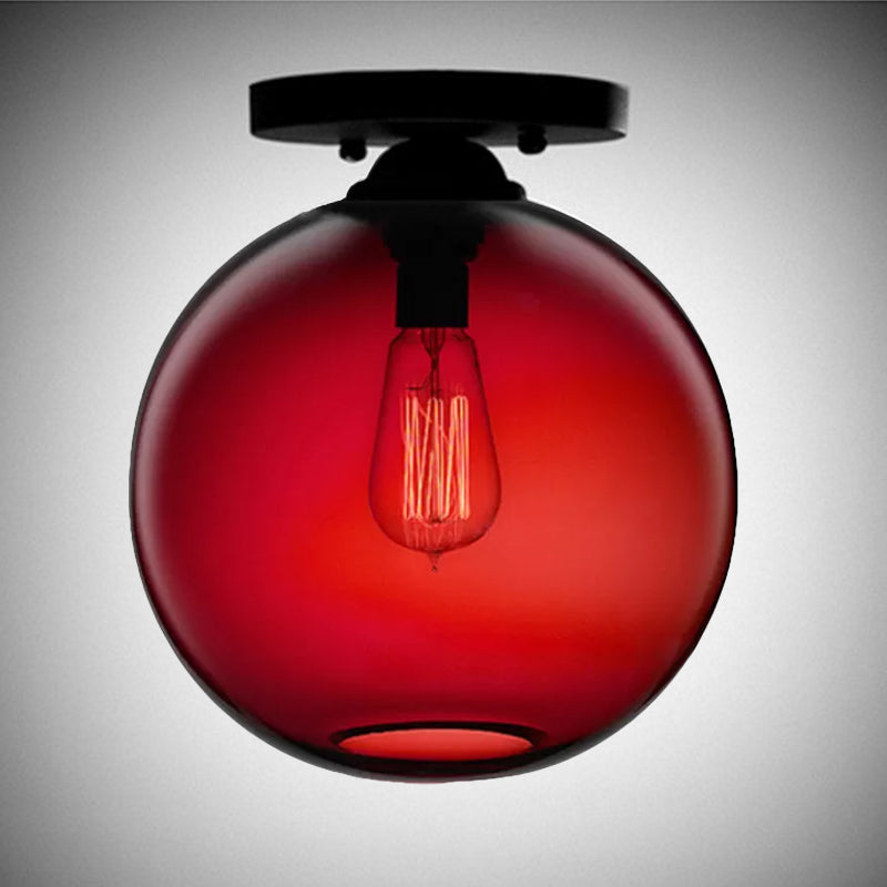 Red/Sky Blue/Amber/Dark Smoke/Coffee Orbit Ceiling Light Fixture Contemporary Glass 1 Head Indoor Ceiling Flush Mount
