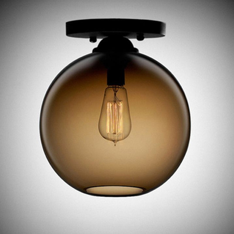 Red/Sky Blue/Amber/Dark Smoke/Coffee Orbit Ceiling Light Fixture Contemporary Glass 1 Head Indoor Ceiling Flush Mount