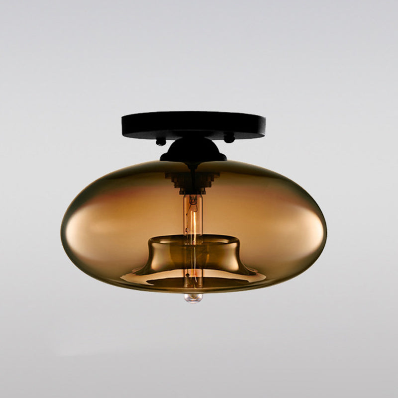 Oblong Flush Deckenleuchte Modernist Glas 1 Lichthimmel Blau/Amber/Rauch Grau/Kaffee Deckenleuchte, 11 " W