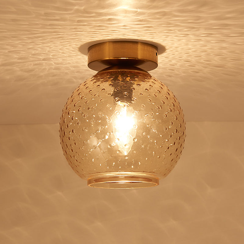 Plafonnier encastré en verre rose/jaune/bleu/transparent avec abat-jour globe minimalisme, luminaire monté au plafond pour foyer à 1 lumière