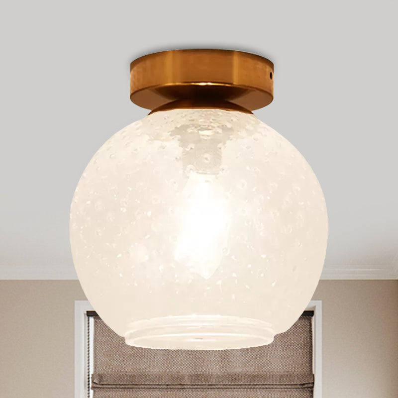 Plafonnier encastré en verre rose/jaune/bleu/transparent avec abat-jour globe minimalisme, luminaire monté au plafond pour foyer à 1 lumière
