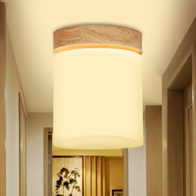 Frosted Glass Geometric Flush Mount Light Nordic 1 Light Flush Ceiling Light Fixture in White for Corridor