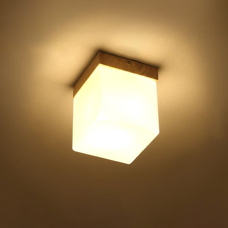 Frosted Glass Geometrische Flush Mount Light Nordic 1 Light Flush Ceiling Light Halterung in Weiß für Korridor