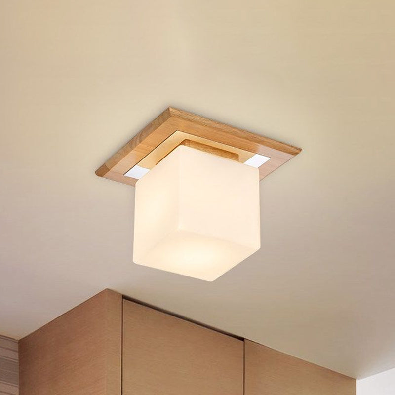 Frosted Glass Geometrische Flush Mount Light Nordic 1 Light Flush Ceiling Light Halterung in Weiß für Korridor