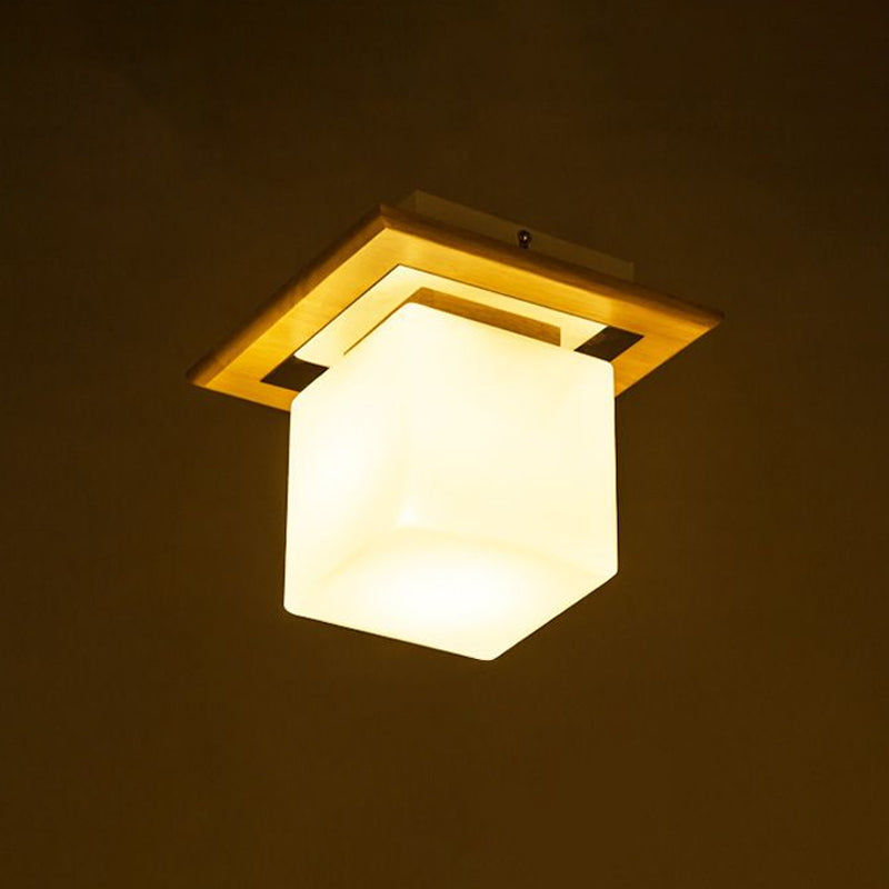 Frosted Glass Geometrische Flush Mount Light Nordic 1 Light Flush Ceiling Light Halterung in Weiß für Korridor