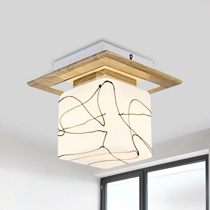 Frosted Glass Geometrische Flush Mount Light Nordic 1 Light Flush Ceiling Light Halterung in Weiß für Korridor