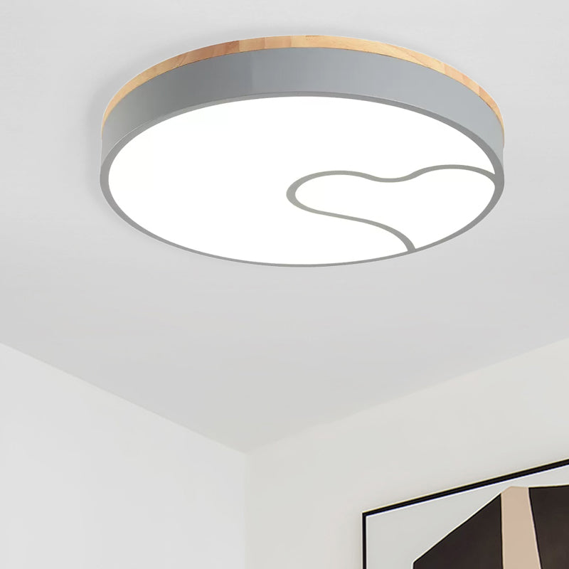 Led Nordic Flush Light met Metal Round Shade Groen/Grijs/Wit Plafond Flush Lamp in Warm/Wit