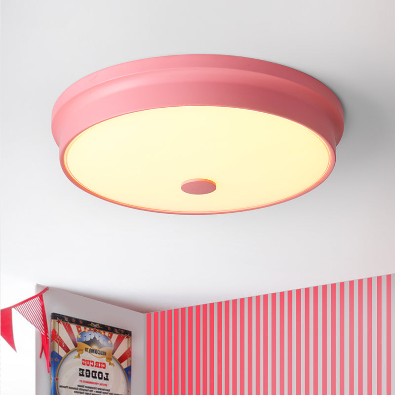 Macaron Drum Lampada da incasso a soffitto in metallo a LED per cameretta dei bambini Illuminazione da incasso in nero/verde/rosa/giallo con diffusore in vetro smerigliato