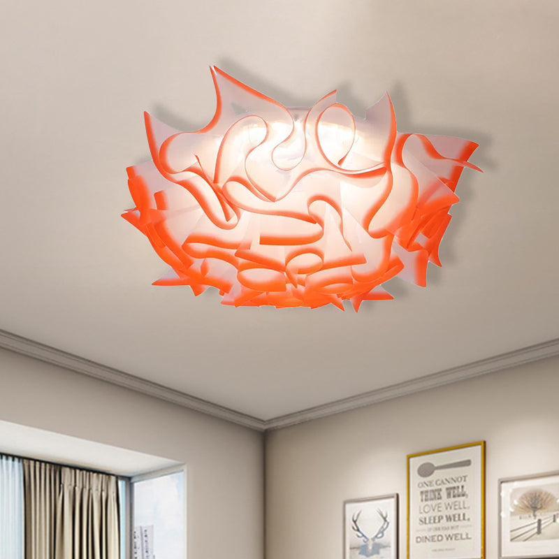 Acrylic Bloom Flush Ceiling Lamp Contemporary Led Ceiling Light Fixture in Blue/Brown/Orange
