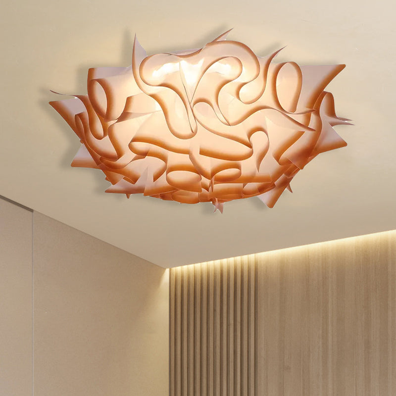 Acrylic Bloom Flush Ceiling Lamp Contemporary Led Ceiling Light Fixture in Blue/Brown/Orange