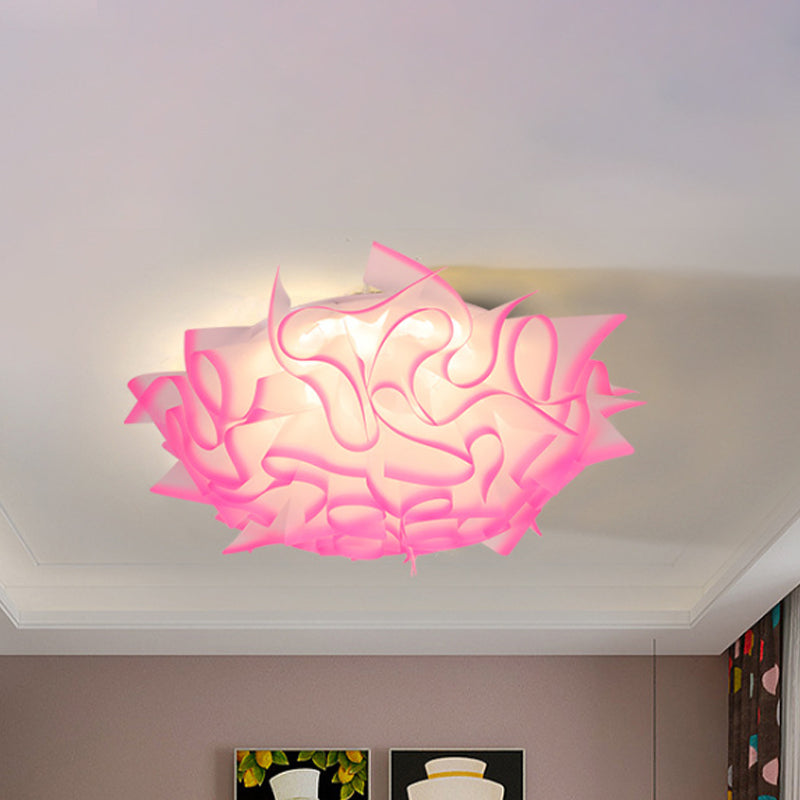 Acrylic Bloom Flush Ceiling Lamp Contemporary Led Ceiling Light Fixture in Blue/Brown/Orange