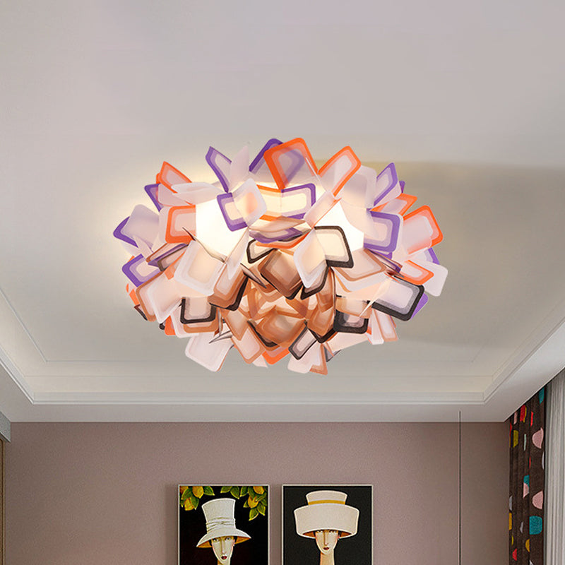Plafonnier sinueux Art déco avec abat-jour en acrylique, éclairage encastré pour chambre à coucher