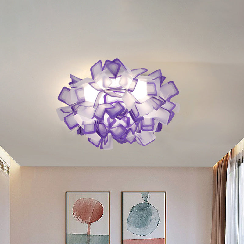 Art Deco Sinuous Flushmount Light with Acrylic Shade Led Bedroom Flush Lighting