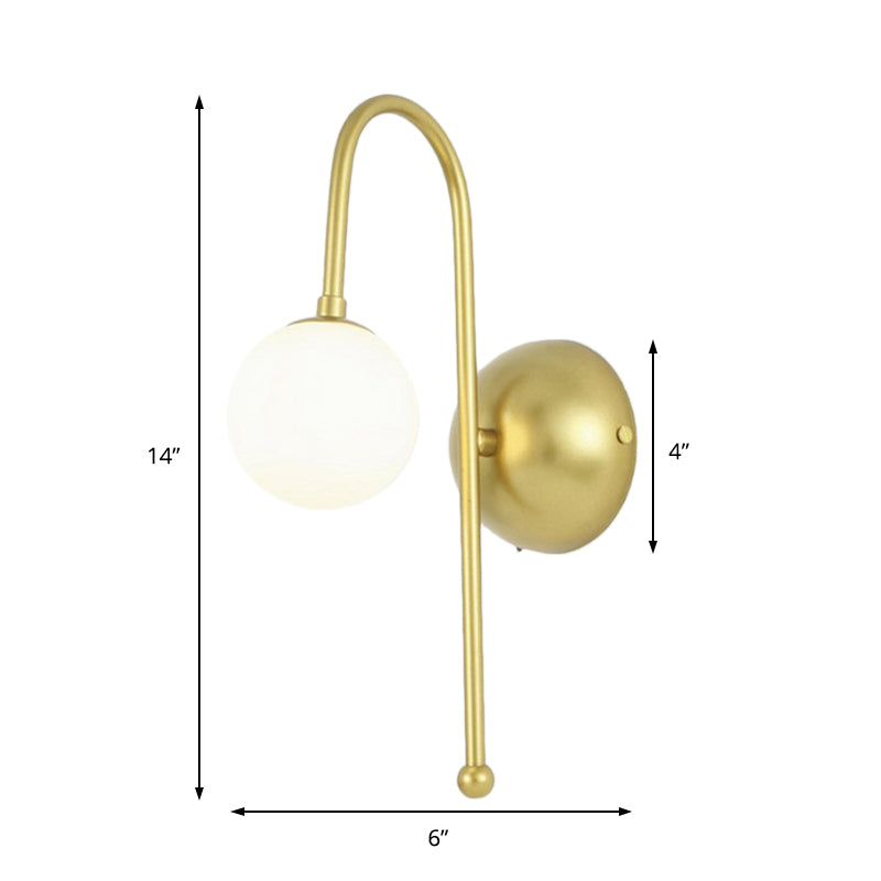 1 Lampenkugel Wandmontage Leuchte moderne goldene Opalglasbeleuchtung für Wohnzimmer