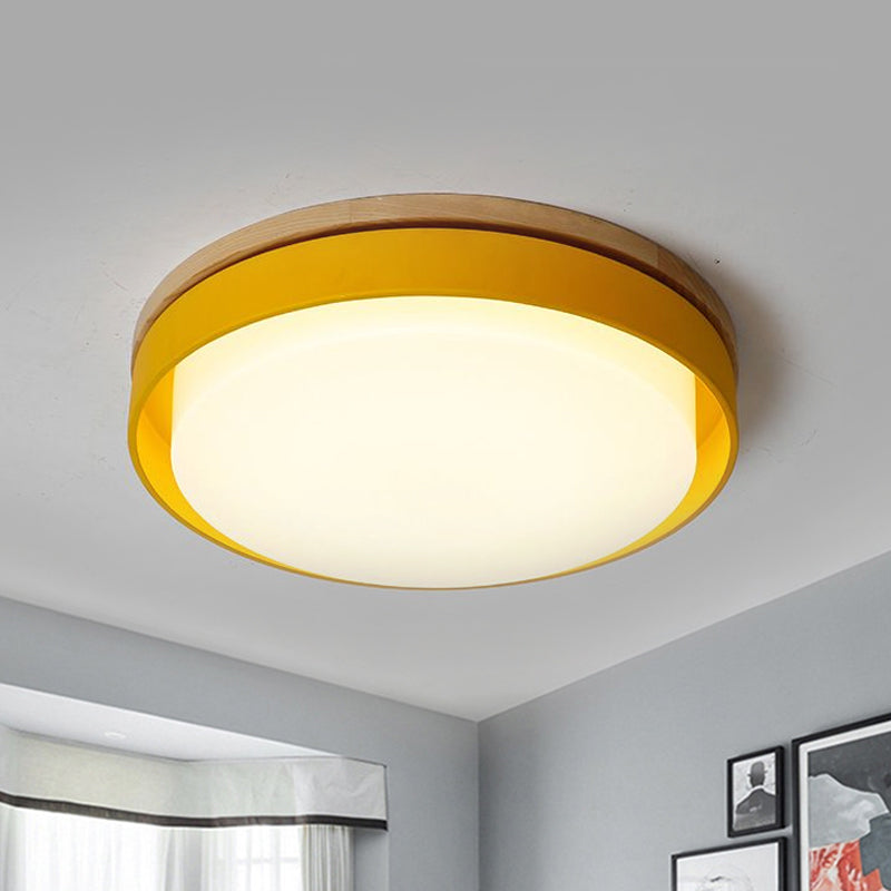 Iluminación empotrada redonda azul/blanca/amarilla, montaje empotrado de techo Led de metal macarrón nórdico con pantalla acrílica, 12"/18,5" W