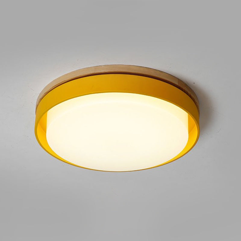 Iluminación empotrada redonda azul/blanca/amarilla, montaje empotrado de techo Led de metal macarrón nórdico con pantalla acrílica, 12"/18,5" W