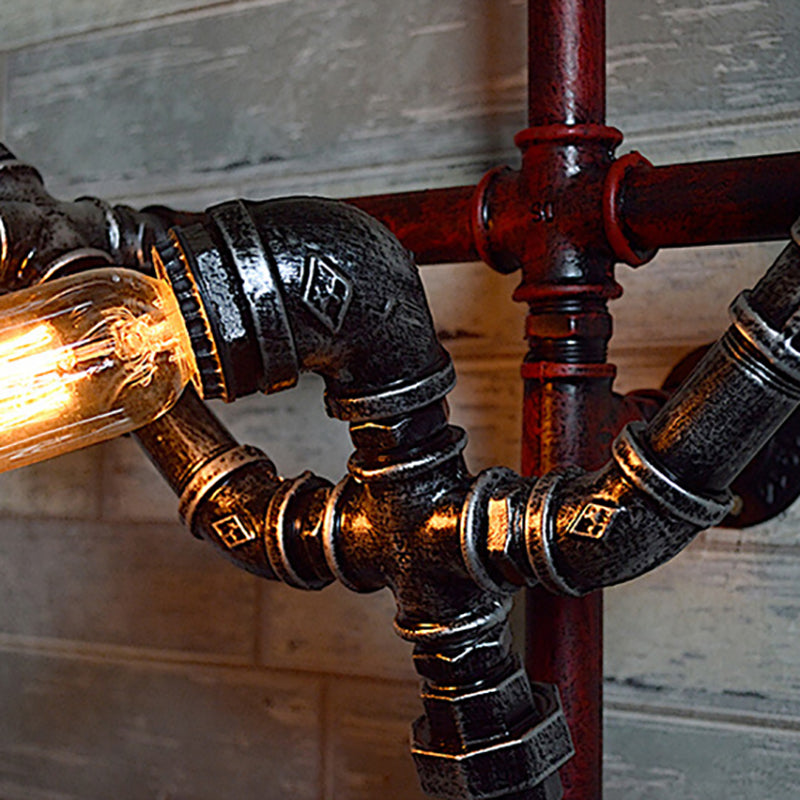 Apliques de pared en forma de cruz steampunk con diseño de robot 1 lámpara de pared metálica ligera en plata envejecida para interiores