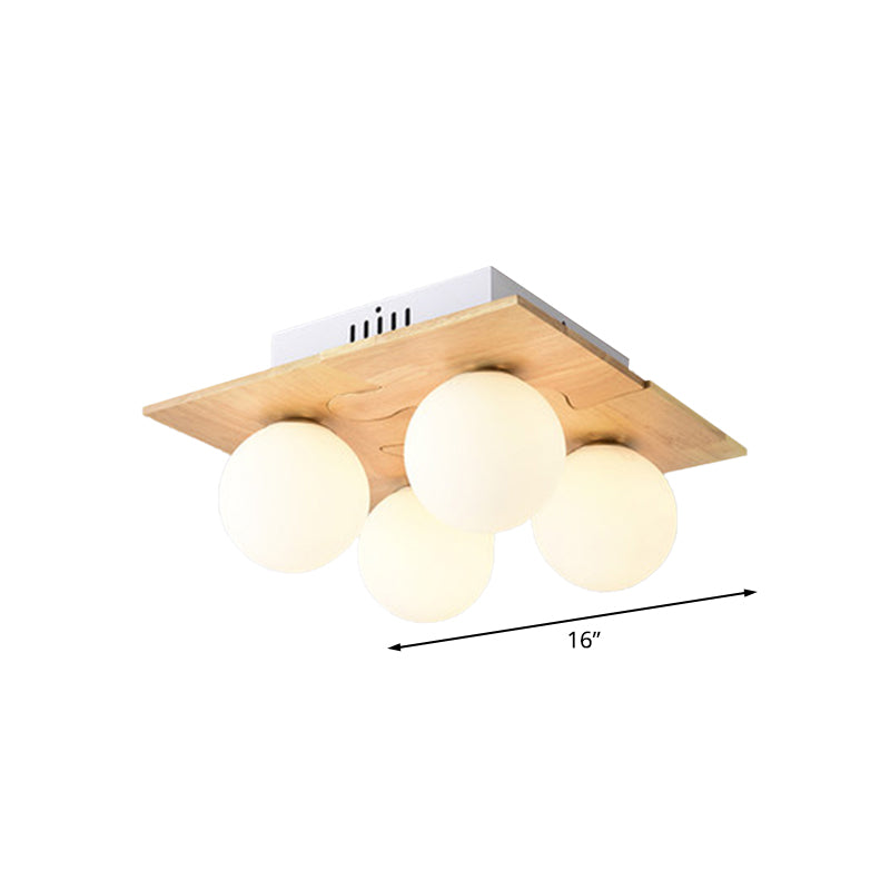 Table à manger globe à chasse d'eau Light Opal Verre 4 lumières