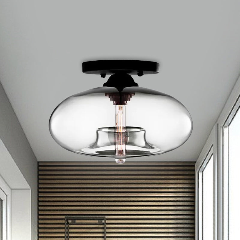 Lampe encastrée ovale en verre, Style Simple, 1 lumière claire/ambre/fumée, plafonnier pour couloir