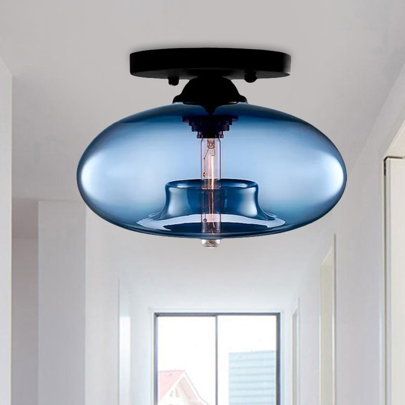 Lampe encastrée ovale en verre, Style Simple, 1 lumière claire/ambre/fumée, plafonnier pour couloir