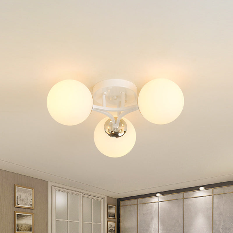 Lámpara de montaje semiempotrado con pantalla de cristal, globo blanco/negro, Metal nórdico, 3/5/9 luces, montaje empotrado de techo para sala de estar