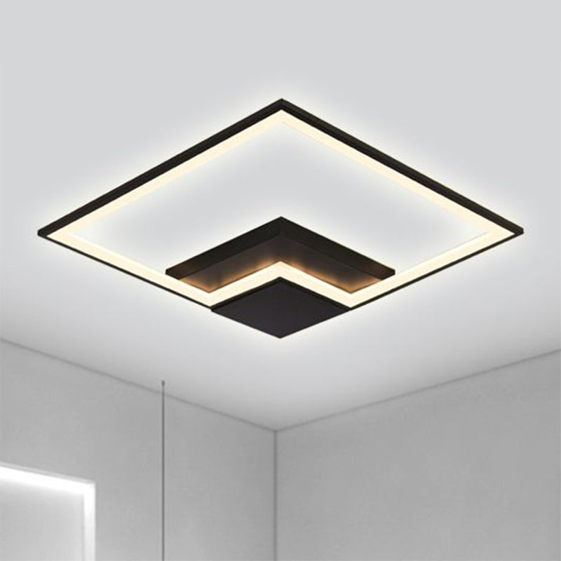 Black/White/Black and White Torch Square Ceiling Lamp Simplicity 16"/19.5"/23.5" Wide LED Acrylic Flush Mount Light in Warm/White Light