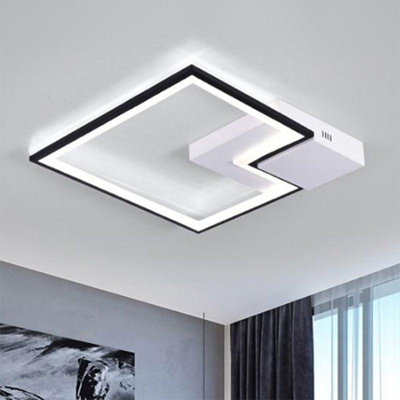 Black/White/Black and White Torch Square Ceiling Lamp Simplicity 16"/19.5"/23.5" Wide LED Acrylic Flush Mount Light in Warm/White Light