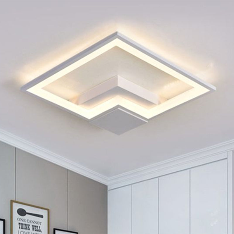 Black/White/Black and White Torch Square Ceiling Lamp Simplicity 16"/19.5"/23.5" Wide LED Acrylic Flush Mount Light in Warm/White Light