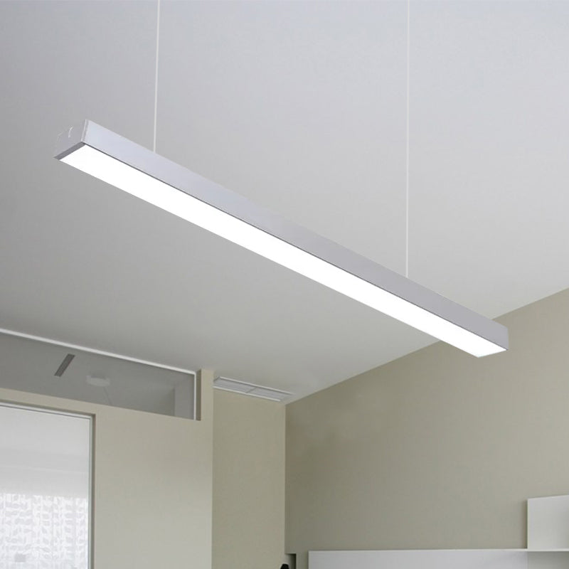 23,5 "/35,5"/47 "Lange LED Hängende Beleuchtung mit schlanker rechteckiger linearer Metallschatten Minimaler Silber/Weiß -Weiß -Deckenlampe, 5"/8 "/12" breit