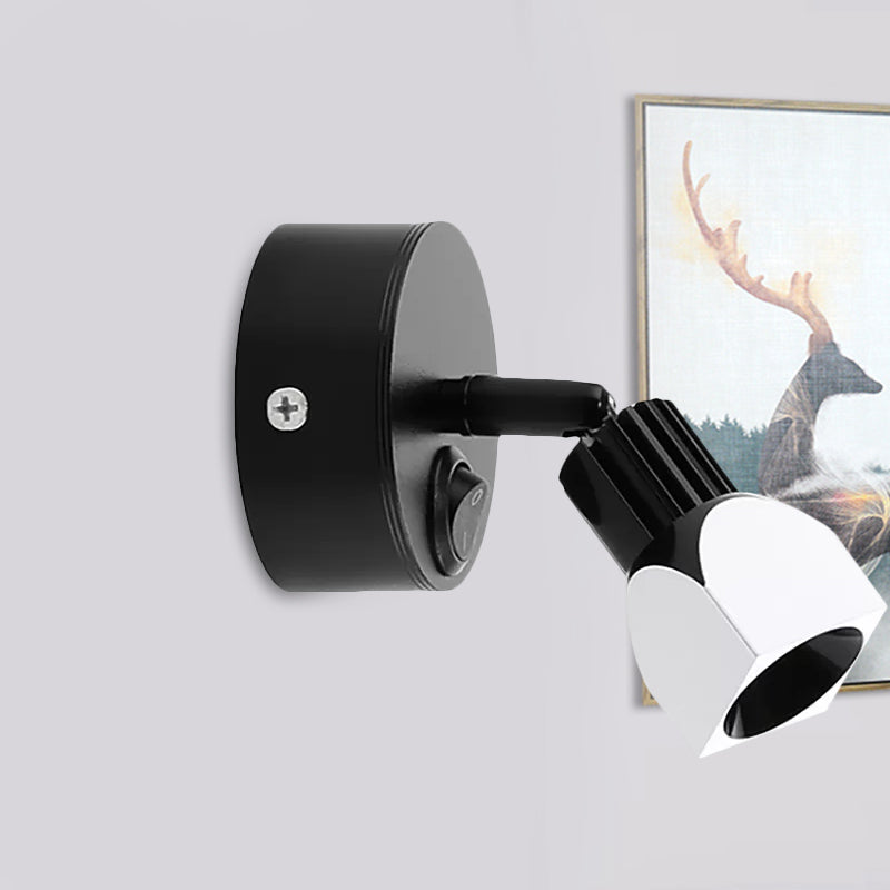Lámpara de pared Black/White de estilo contemporáneo de aluminio Mini Spotlight con/sin interruptor en iluminación blanca/cálida