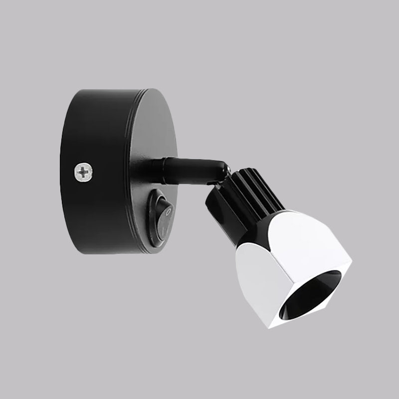 Lámpara de pared Black/White de estilo contemporáneo de aluminio Mini Spotlight con/sin interruptor en iluminación blanca/cálida