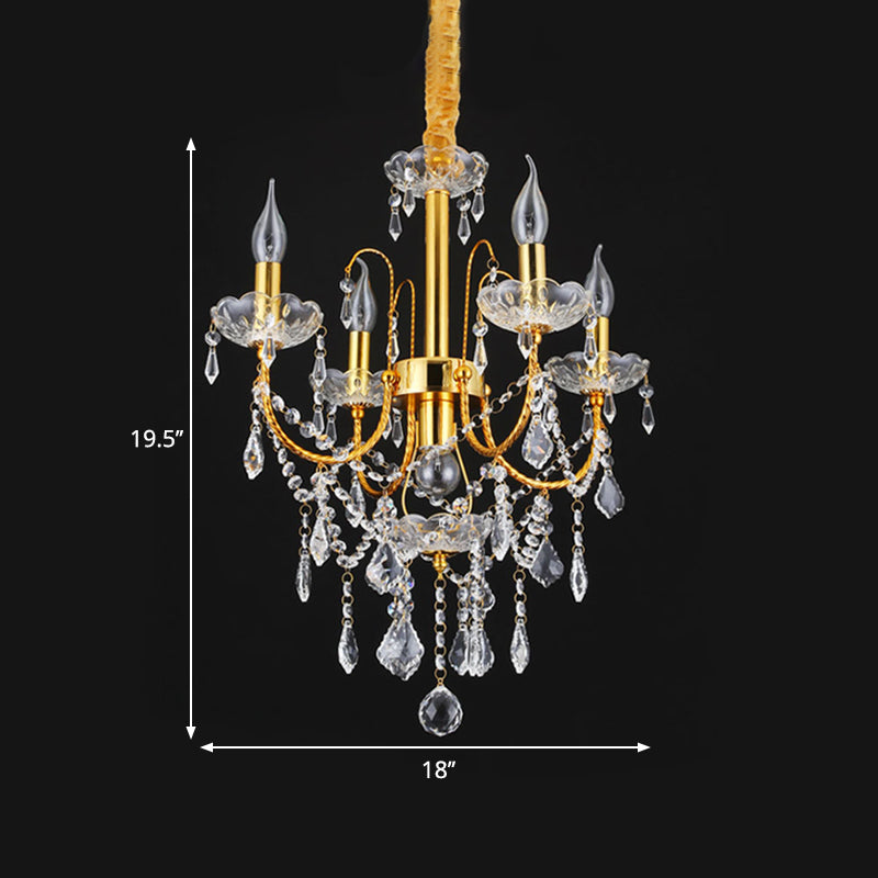 Candelabra eetkamer kroonluchter traditionele metaal 5/7/9 bollen goud hangende lichtkit met swag crystal streng deco