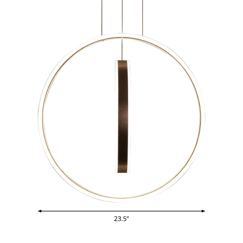 23.5"/31.5" Dia Rings Acrylic Chandelier Pendant Minimalist LED Brown Ceiling Light in Warm/White/Natural Light