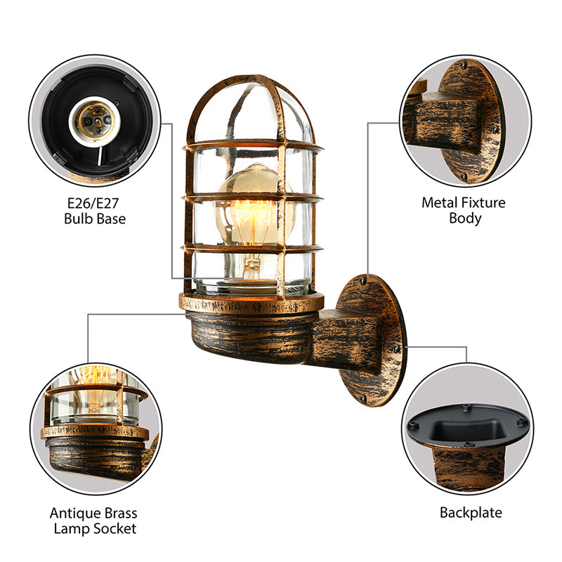 Cilinder heldere glazen wand gemonteerd lamp industriële eenmalige lamp woonkamer lampje in roze/blauw/groen met kooi