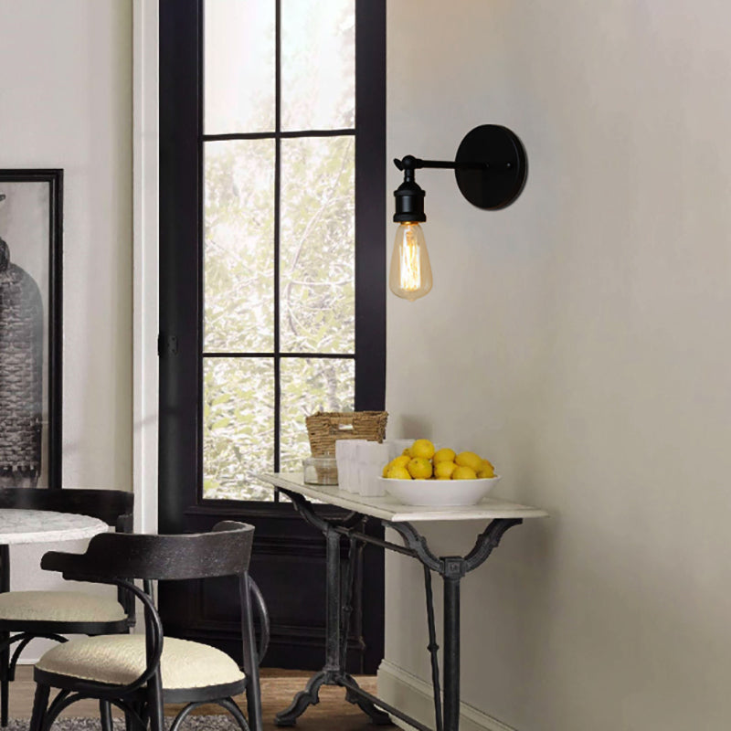 Finition noire / laiton 1 lampe à tête lampe industrielle en métal mini éclairage d'applications avec une ampoule nue pour la chambre