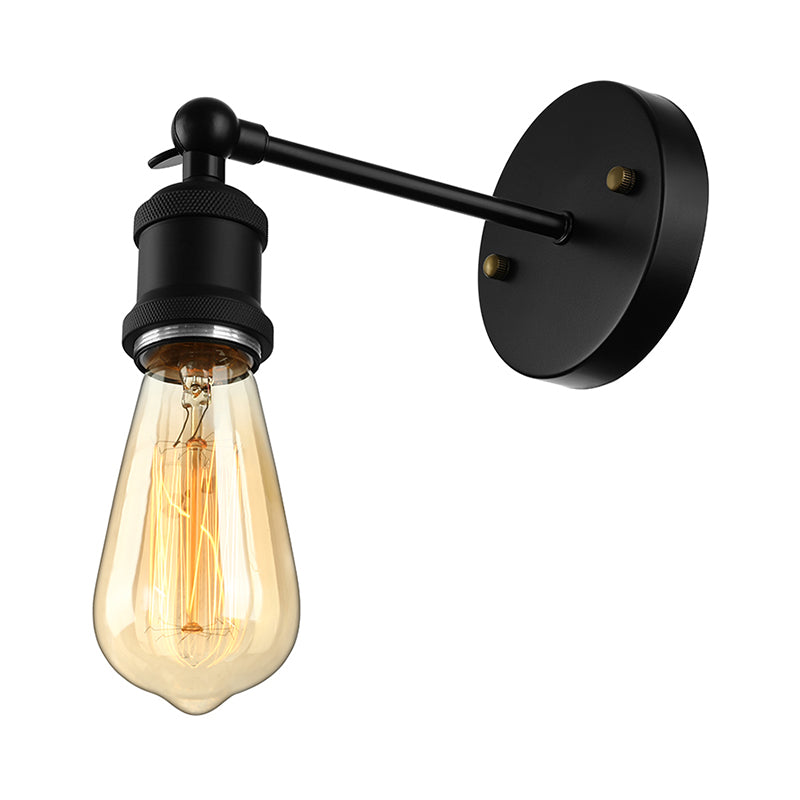 Finition noire / laiton 1 lampe à tête lampe industrielle en métal mini éclairage d'applications avec une ampoule nue pour la chambre