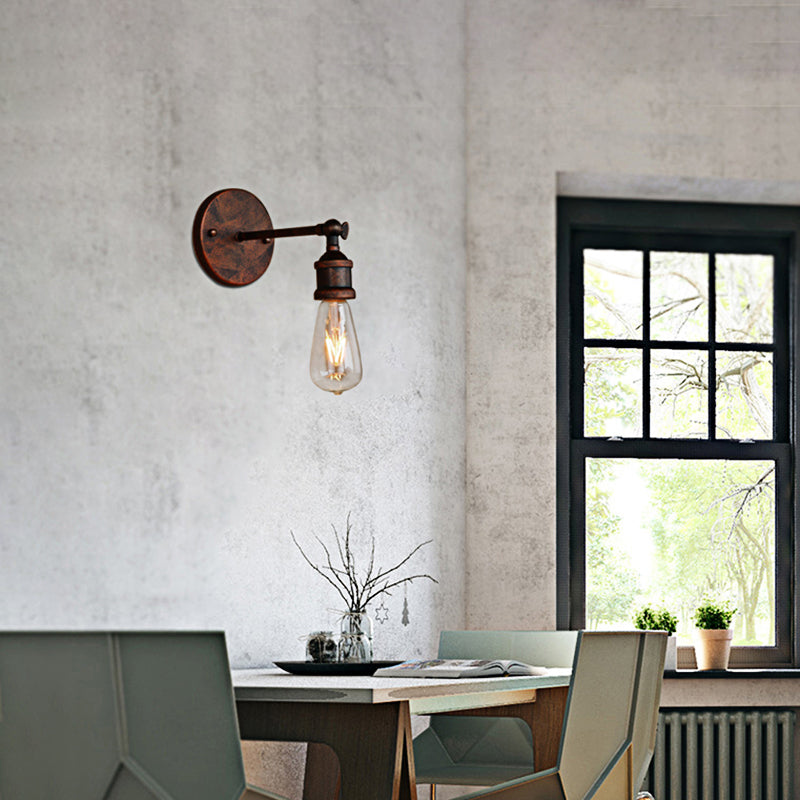 Finition noire / laiton 1 lampe à tête lampe industrielle en métal mini éclairage d'applications avec une ampoule nue pour la chambre